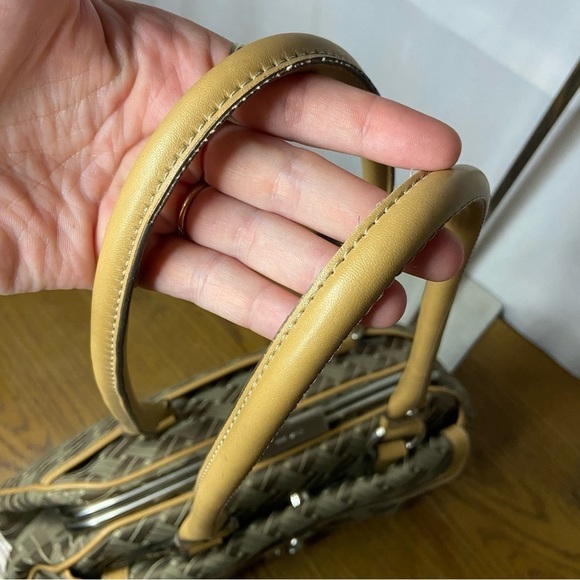 Vintage Nine West Monogram Fabric Leather Trim Shoulder Bag Purse Silver - Picture 12 of 16